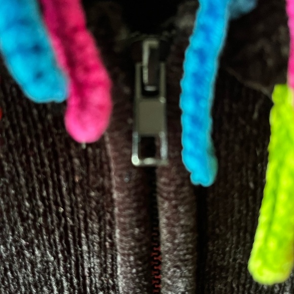 Victoria Harbour Sweater Jacket Full Zip Up Black with Colorful Fringe - Picture 6 of 9